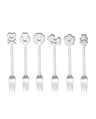 Set 6 furculite pentru desert, din otel inoxidabil, colectia Love - GUZZINI
